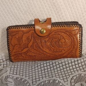 Unused! Handcrafted Leather Wallet - Brown - Hand Tooles 6878